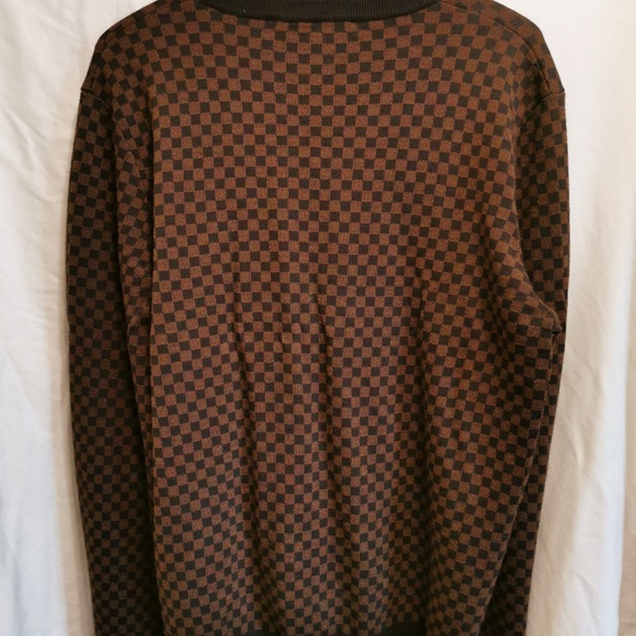 LOUIS VUITTON DAMIER BROWN V-NECK SWEATER - Men's - Picture 2 of 4